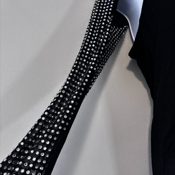 SHEIN Women's Black & Silver Studded Glam & Edgy Long Sleeve Add-On Top NIB - Picture 4 of 6